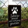 2D Flat 1pc German & English Pet Memorial Aluminium Plaque - Vintage Black & White Paw Print Sign with "Even Forever Wouldn't Have Been Enough