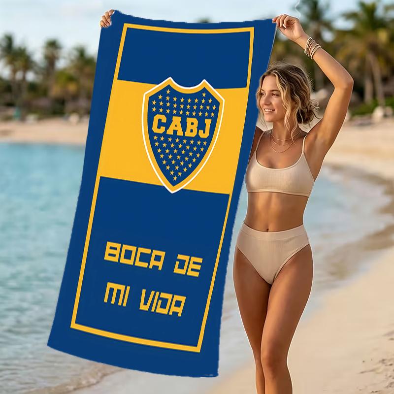 Prosop de plajă cu model Club Atlético Boca Juniors - moale, absorbant, lavabil la mașină Ușor și modern, pentru înot, Esențiale pentru călătorii
