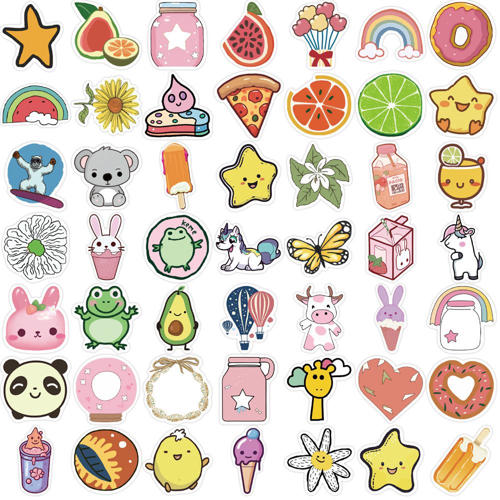 100 Cartoon Small Fresh Graffiti Stickers Decorate Guitar Notebook Suitcase DIY Waterproof