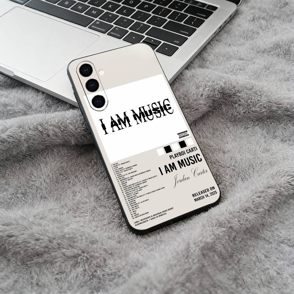 I AM MUSIC (Playboi Carti) Black Soft Silicone Phone Case for Samsung Galaxy A73, A71, A72, A70, A53, A52, A51