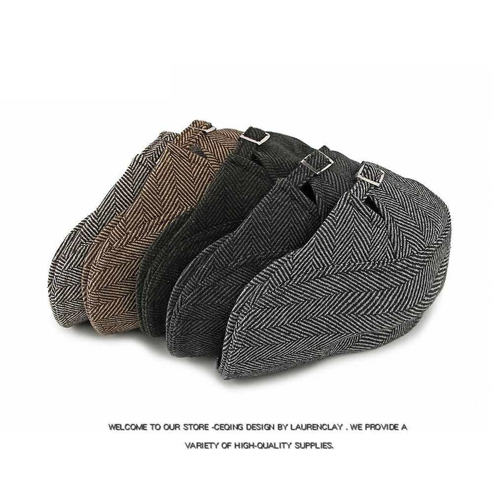 Men's Herringbone Wool Blend Newsboy Cap Vintage Flat Cap for Casual/Cool Weather (5 Color Options)