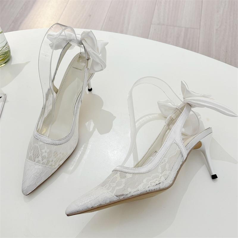 Fashion Eilyken Fashion Mesh Women Pumps Sandal Thin High Heel Pointed Toe Ladies Elegant Slingback Hollow Out Shoes Zapatos Mujer