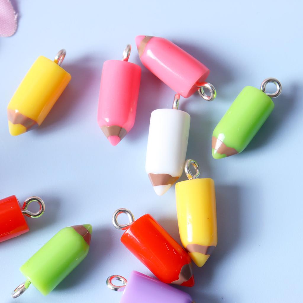 20Pcs Colorful Pencil Charms Resin Pencil Shape Charms Pendants Diy Keychain Earrings For Jewelry Making Accessories