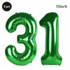 32 Inch Green Number Foil Balloons 0-9 Jungle Safari Theme Soccer Party Decor Kid Boy 1st Birthday Dinosaur Baby Shower Supplies