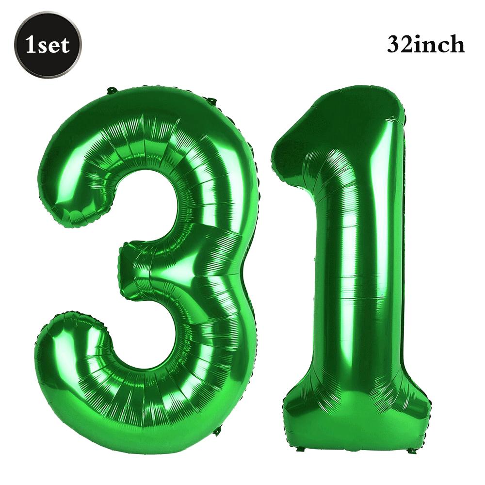 32 Inch Green Number Foil Balloons 0-9 Jungle Safari Theme Soccer Party Decor Kid Boy 1st Birthday Dinosaur Baby Shower Supplies
