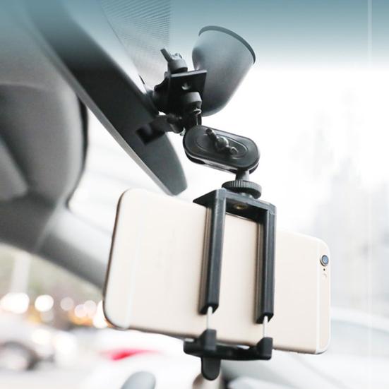 Universal 360 Degree Mirror Mount Phone Car Rearview Holder Extension Bracket
