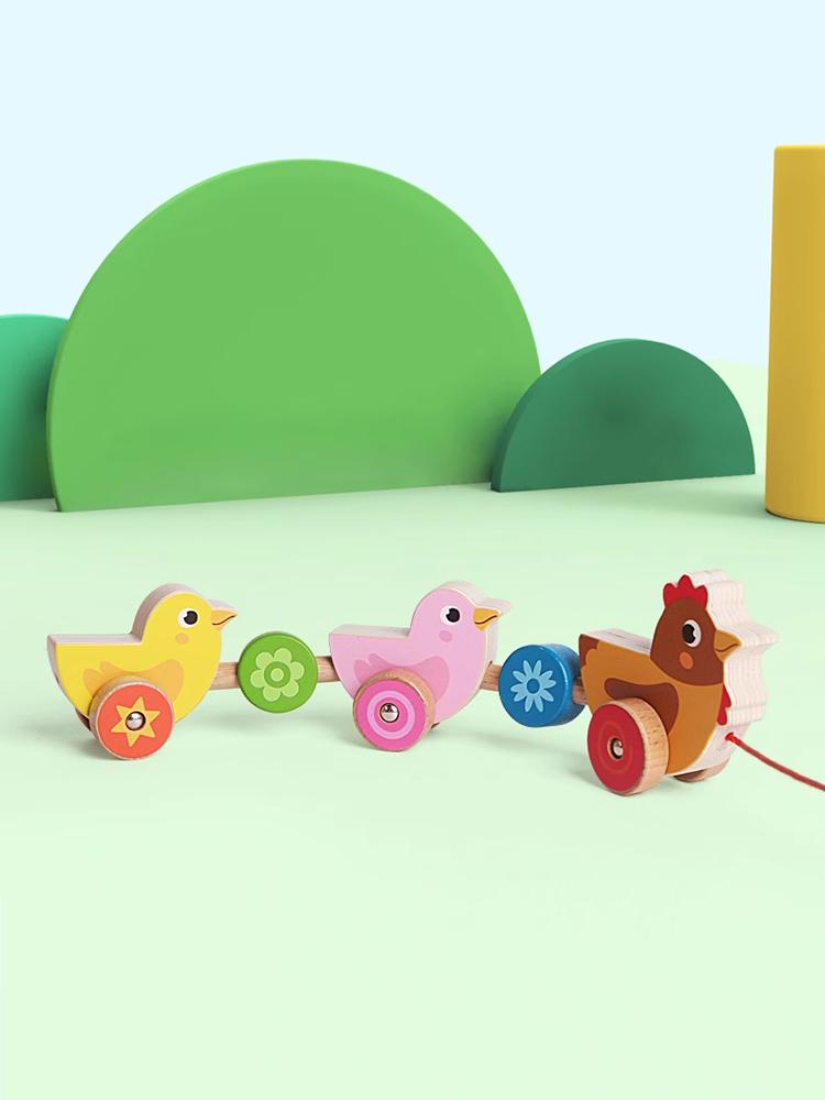 Iwood Wooden Boys Drag Walker Toy Car/Infant Hand Rope Car Baby Car Children's Day Birthday Gift