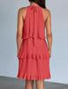2026 European Sleeveless Patchwork Pleated Hem Women's Dress