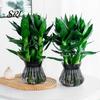 Lazy Gardener Flowerpot Self-watering with Self-absorbing Cotton Rope Creative Plastic Plant Pot Indoor Vertical Grain Glass Planter Inner Cup