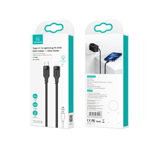 Usams Kabel Usb-C Na Lightning 20W 1,2Mpd Fast Charging Lithe Series Czarny/Black Sj566Usb01 (Us-Sj566)