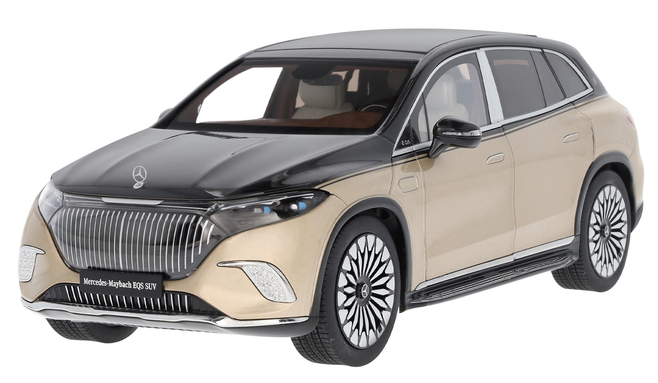 

[Коллекция Mercedes-Benz] Оригинальный EQS SUV (MMZ296) Модель масштаба 1/18 цвета Obsidian Black/Designo Kalahari Gold
