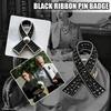 New Black Memorial Black Badge Souvenir Funeral Mourning Badge Alloy Queen Black Ribbon Brooch Pin For Funerals and Mourning