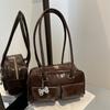 Trendy Womens Box Shaped Handbag With Polyester Interior For Casual Outings