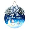 Decorative Pine Cone Sign Christmas Wooden Welcome for Front Door, Round Hanging Ornament with Solid Wood Plate Artificial Branches & Bow Decor