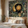 Boho Sun and Moon Tapestry Aesthetic for Bedroom, Bohemian Vintage Mandala Mystic Floral Tapestry Wall Hanging Art Decor