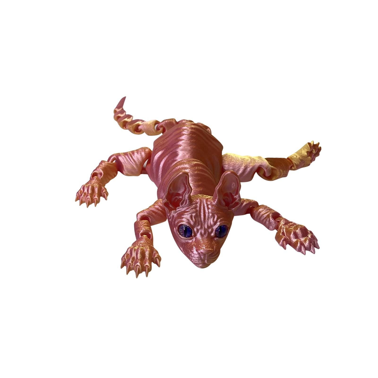 

3D-печатная шарнирная игрушка-сенсорный сфинкс, 3D-печатный сфинкс, египетская кошка, лысая кошка One Size розовый