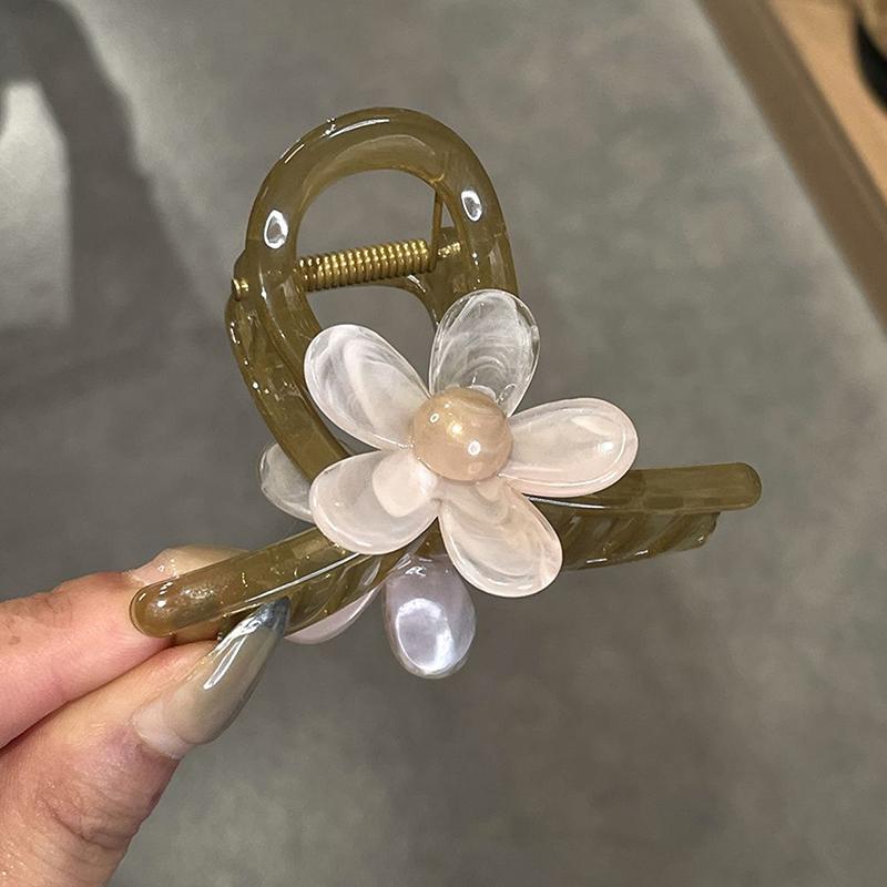 Korean Style Sweet Flower Hair Claw Simple Back Head Cross Hairpin  Bun Styling Tools Shark Clips Women Hair Accessories