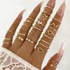 28 PCS Alloy Stackable Ring Set Shiny Rhinestone Heart Star Design Trendy Jewelry for Women Daily Wear Party Gift
