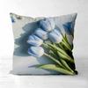 Pieces Blue Tulip Floral Throw Pillow Covers Polyester sofa decorative cushion cov Headboard Pillow (Without Pillow Core