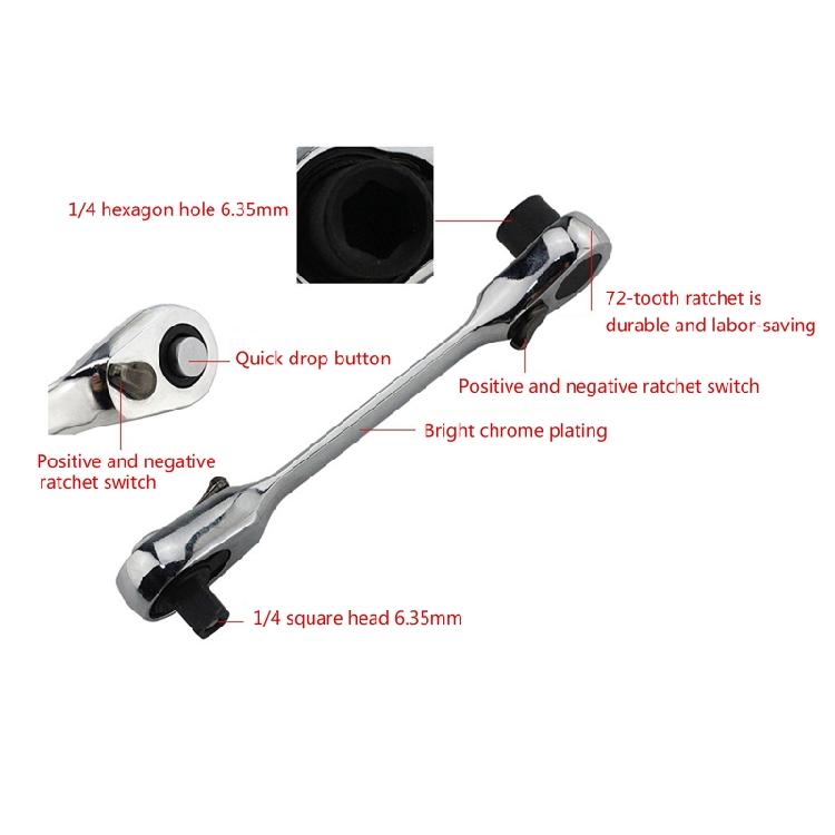 Practical 1/4 Inch Quick Release Wrench Spanner Dual for Head Ratchet Wrench for