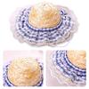 Cat Straw Hat Lace Ruffle Cute Bow Cat Sun Hat Elastic Strap Adjustable Retro Sun Hat for Cats Small Dogs Sun Protection Photo Prop