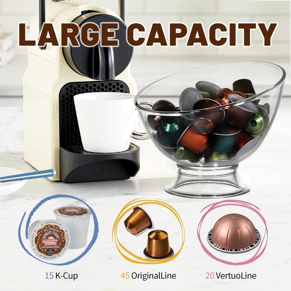 Koffiecapsulehouder, Plastic Koffiecapsule Organizer, Helder Glas Schuin Gesneden Schuin Snacksalade Fruit Snoep Schaal Decoratieve Kom