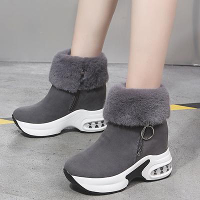 Damen Stiefelette Mode Warm Plüsch Winter Schneestiefel Retro Reißverschluss Stiefel für Damen Plateau Stiefel Botas Mujer Damenschuhe