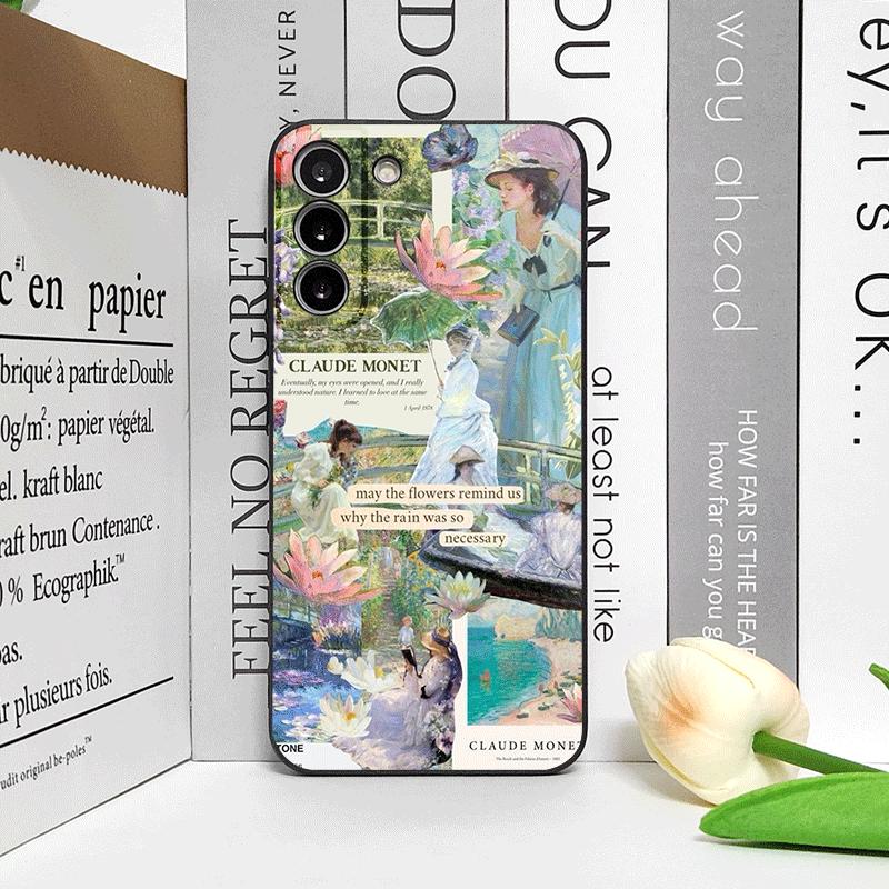 Luxury Beautiful Girl Phone Case for Samsung Galaxy S25 S24 S23 Ultra S22 Plus S21 FE S25 Edge Soft Cover Coque Claude Monet Art