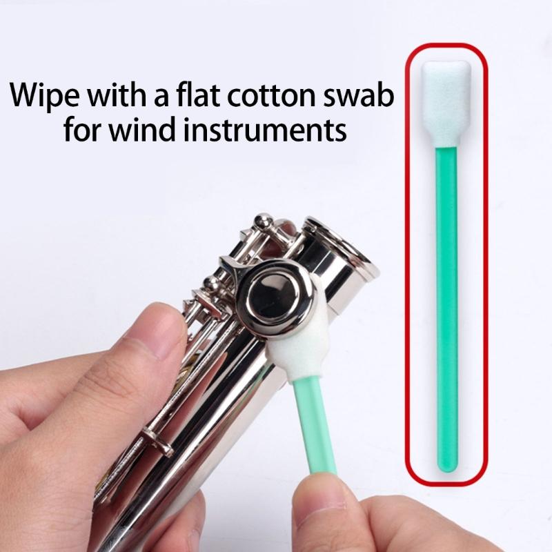 50pcs Professional Instrument Cleaning Sticks Cotton Swabs For Brass Key Gaps Efficient Saxophone Dust Absorption