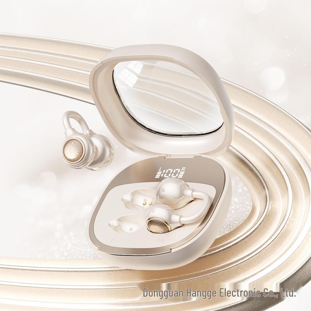 Space Capsule M163 TWS Bluetooth Earphones: Painless Clip-on, Digital Display, Wireless Sport Earbuds