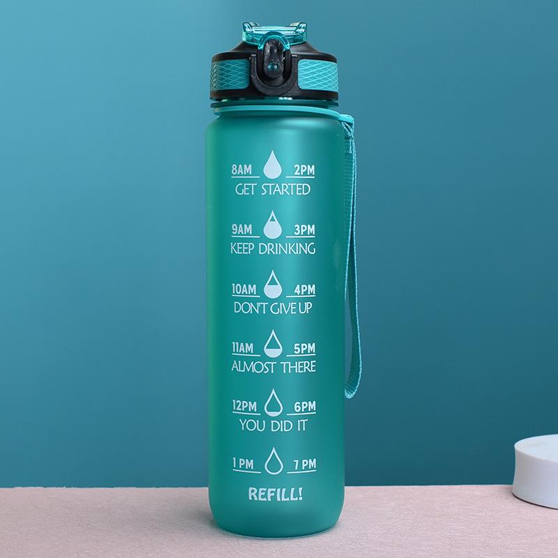 

Пластиковая спортивная бутылка для воды с градиентом и откидной крышкой - Большая вместимость для студентов и занятий фитнесом на открытом воздухе 1000ML