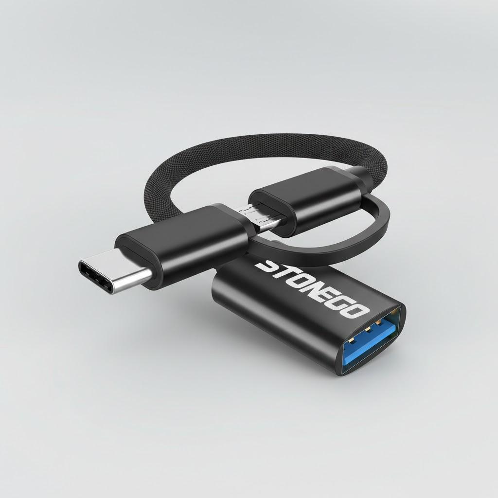 

2 in 1 USB 3.0 OTG Adapter Cable Type C Micro USB to USB 3.0 Converter Data Cable for Mobile Devices чёрный