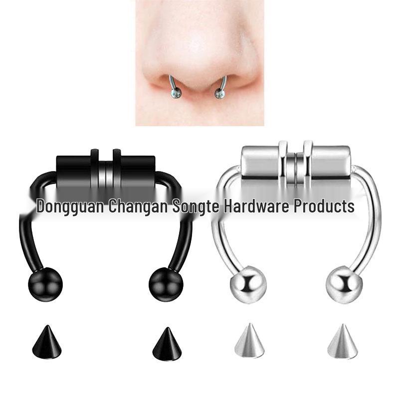 Stainless Steel Magnetic Horseshoe Nose Ring - No Piercing Needed