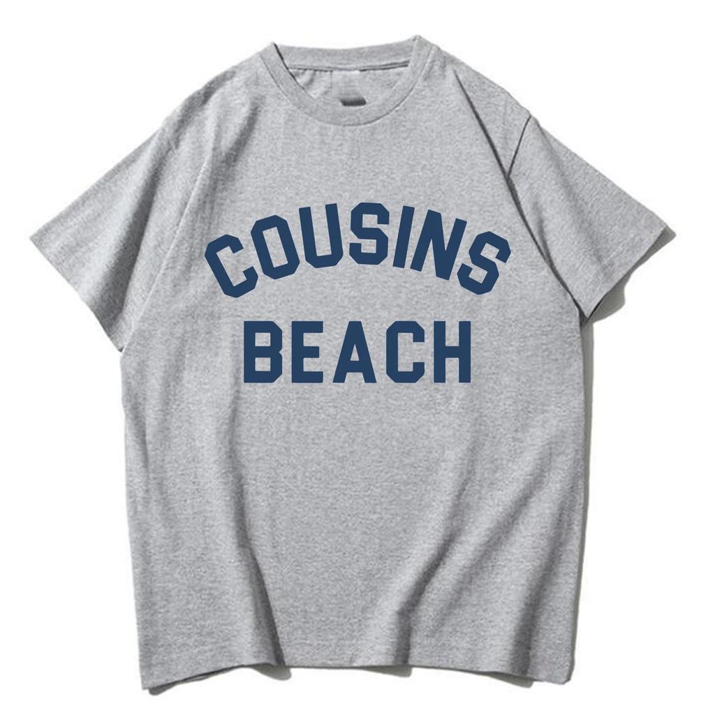 Cousins Beach Letter Printed Cotton Menswomens Tshirt for Springsummer Fashionable Casual Short Sleeved Round Neck Tshirt