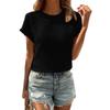 Elegant Solid Color Striped Casual Round Neck Short-sleeved T-shirt Top