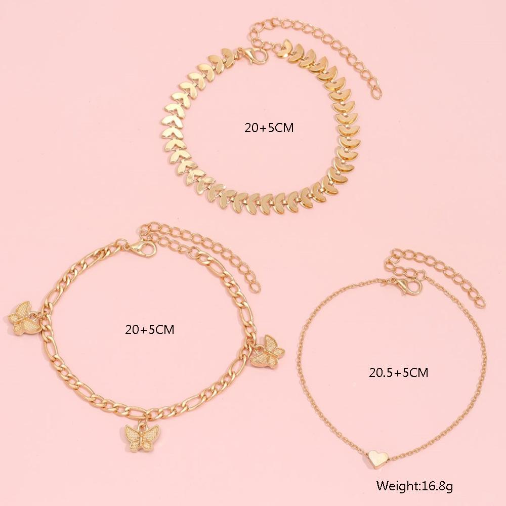 Multi-layer Golden Chain Bracelet Set Bracelet Creative Snake Bone Chain 3-piece Butterfly For Women Vintage