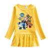 Korean Style Baby Girl Cartoon Ruffle Dress - Long Sleeve Elegant Mesh Pleated Skirt