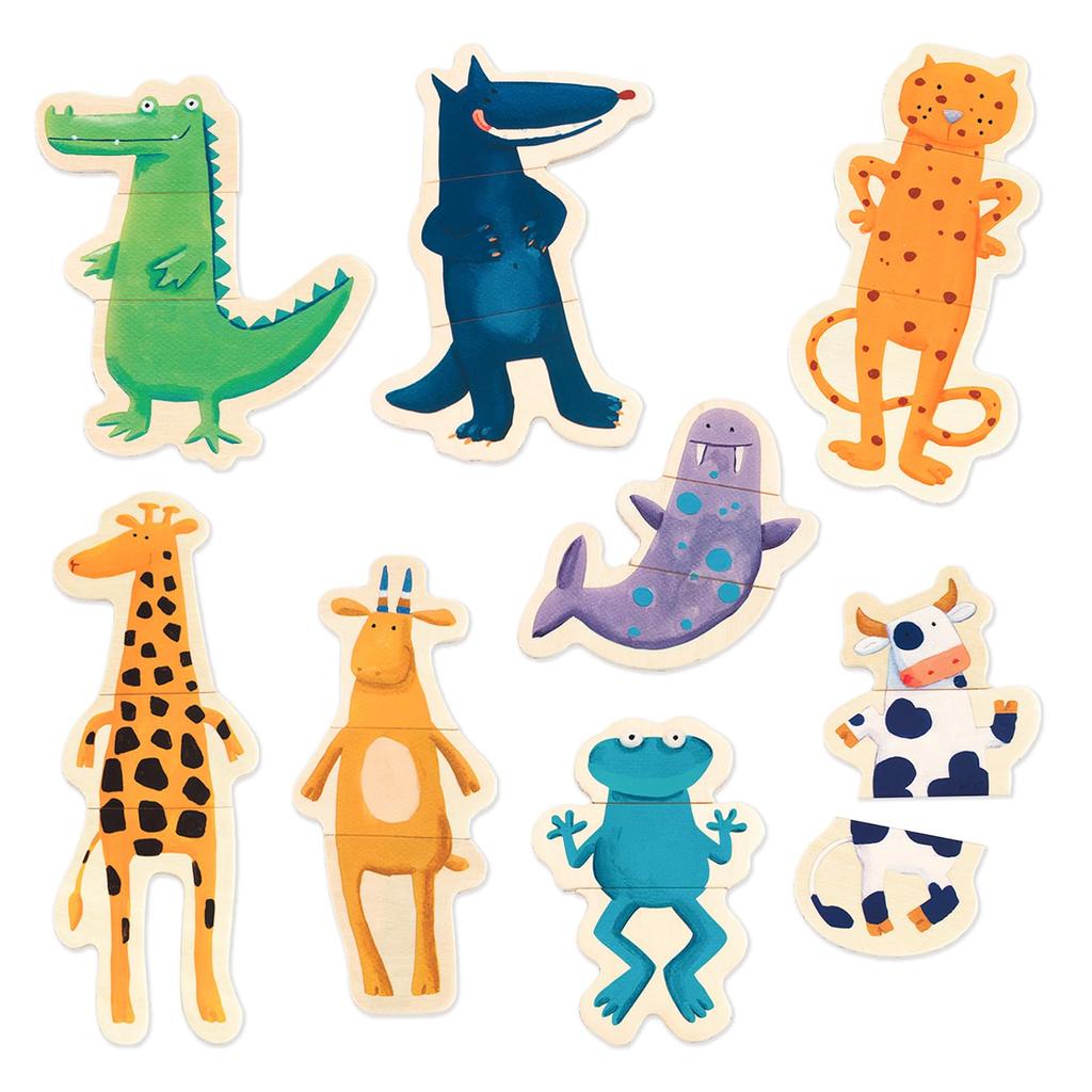 DJECO Crazy Animal Magnets, Educational Toy, Wooden Puzzle, Educational Magnetic Whiteboard, Nordic Montessori Style, Ages 2, 3, 4, 5, 6, Boys and