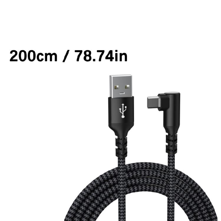 Practical Flexible USB Type C Fast Charge Cord 2Meters Angled Connectors Suitable for Smartphones Switches Power Delivery