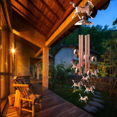 Vintage Copper Horse Windchime Personalized Aluminium Tubes Bell Pendant For Balcony Courtyard