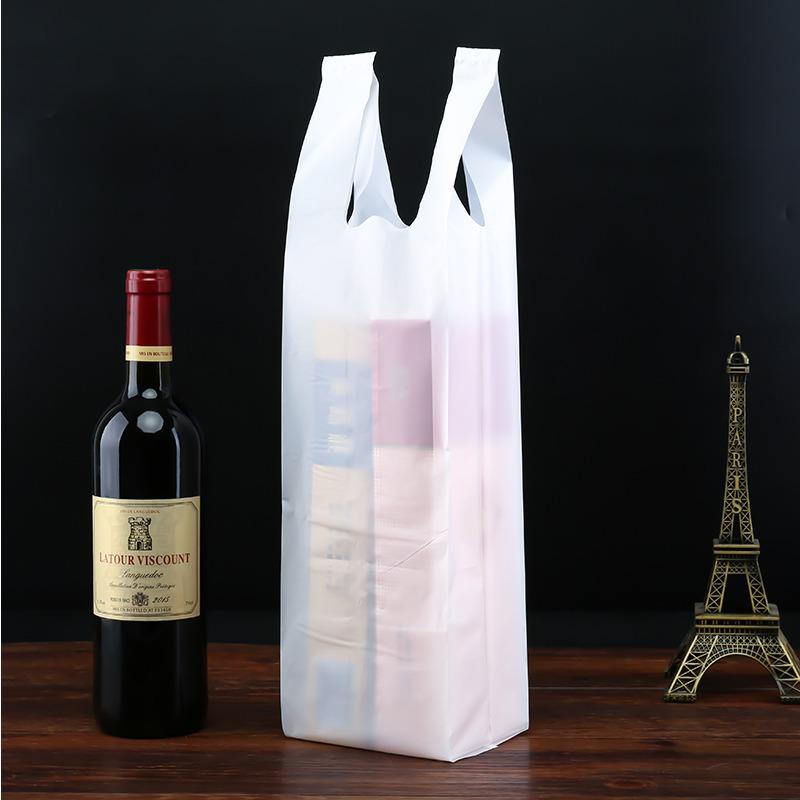 Reusable Red Wine Tote Bag Single Wine Packaging Tote Thickened PE Hotel Universal Pouch Load Bearing and Durable Plastic Bag Black packaging pouch