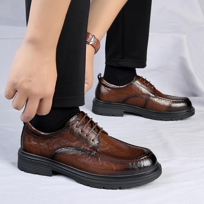 

Мужские пожилые комфортные туфли-оксфорды с круглым носком для повседневного вождения из натуральной кожи на толстой подошве для деловых и офисных торжественных случаев 44 коричневый