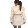 Autumn 2025 V-Neck Buttoned Waist-Cinching Long Coat & Hip-Hugging Skirt Set for Women
