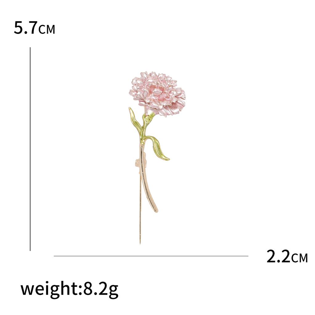 Mother's Day Enamel Carnation Brooch for Women Unisex Botanical Flower Pins Event Funny Luxury Gifts New Year Friends Decoration