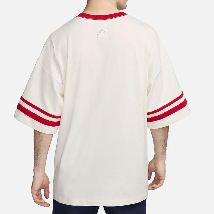 Nike Digital Print Crew Neck Pullover Comfortable Casual Sports Short Sleeve Drop Shoulder T-Shirt Men T-Shirt Sail University-Red HF4602-133