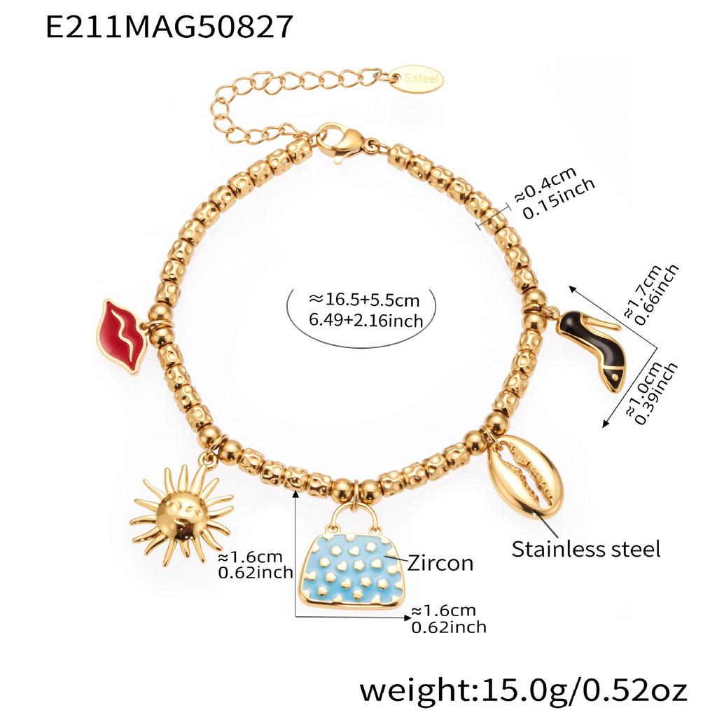 Qiong Yao Ocean DIY Beaded Bracelet Set: Starfish Shell 5A Zirconium Stainless Steel Ornament