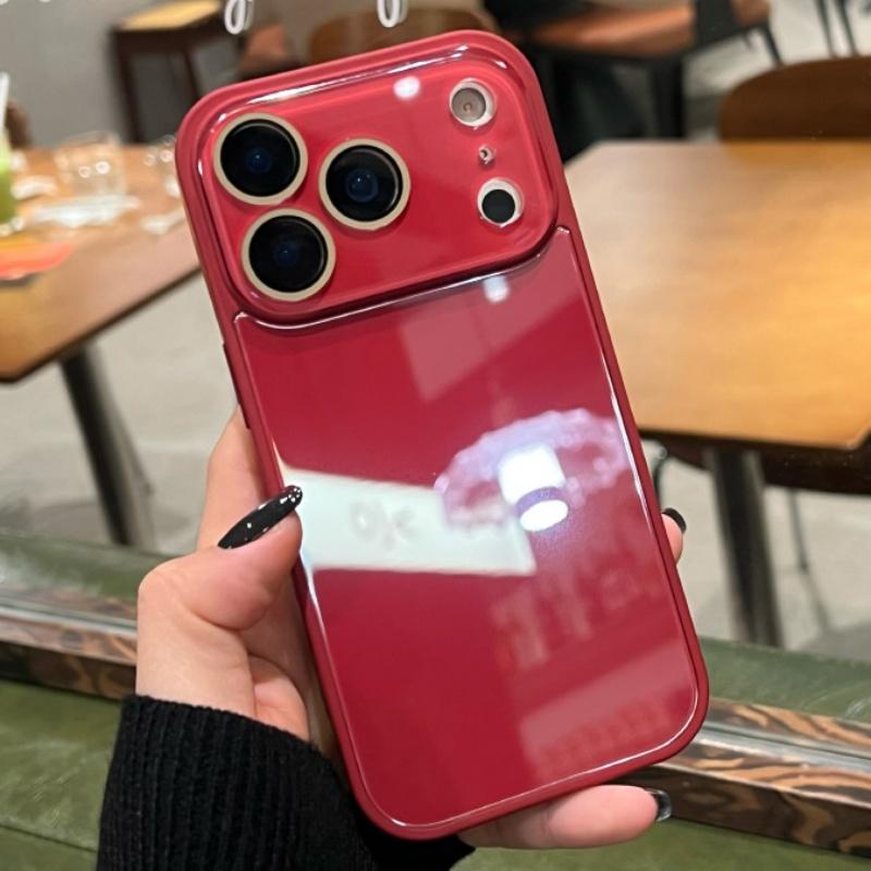 Custodia a Finestra Grande in Vetro Temperato a Specchio di Lusso per iPhone 17 16 15 14 13 12 11 Pro Max Protezione Lente Cover Telefono Antiurto