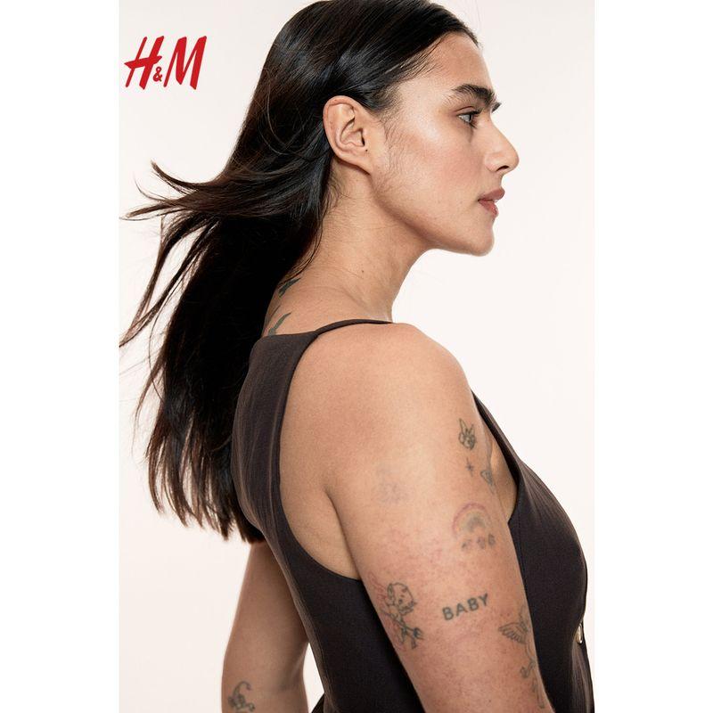 

HM Women clothes Vest 2025 Summer New Women clothes Waist Vest 1273456 Dark brown 150/76(32)