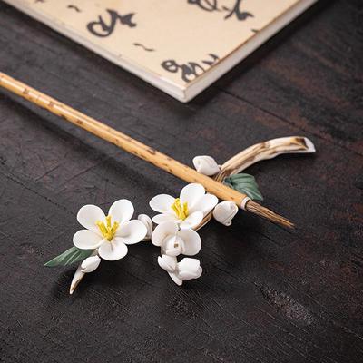 Handcrafted Plum Blossom Ceramic Brush Rest & Incense Holder - Elegant Decorative Scholar's Desktop Ornament