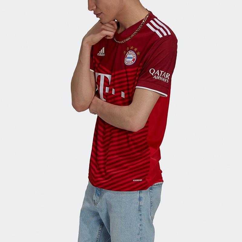 Men's Adidas Fcb H Jsy Bayern Munich Black Home Fan Edition Sports Short Sleeve Soccer/Football Red GM5313